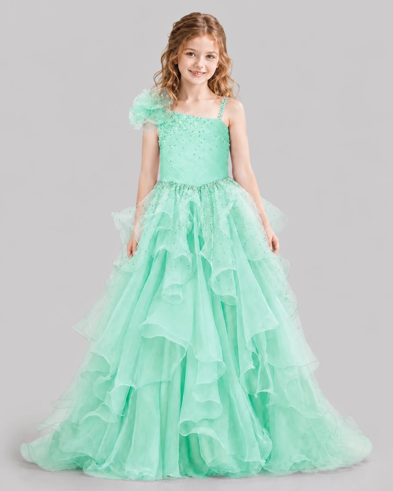 Mint Green Ball Gown Girls Pageant Dresses Front