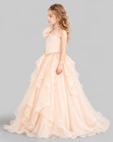 Peach Ball Gown Girls Pageant Dresses Side