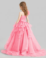 Pink Ball Gown Girls Pageant Dresses Back