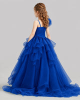 Royal Blue Ball Gown Girls Pageant Dresses Back