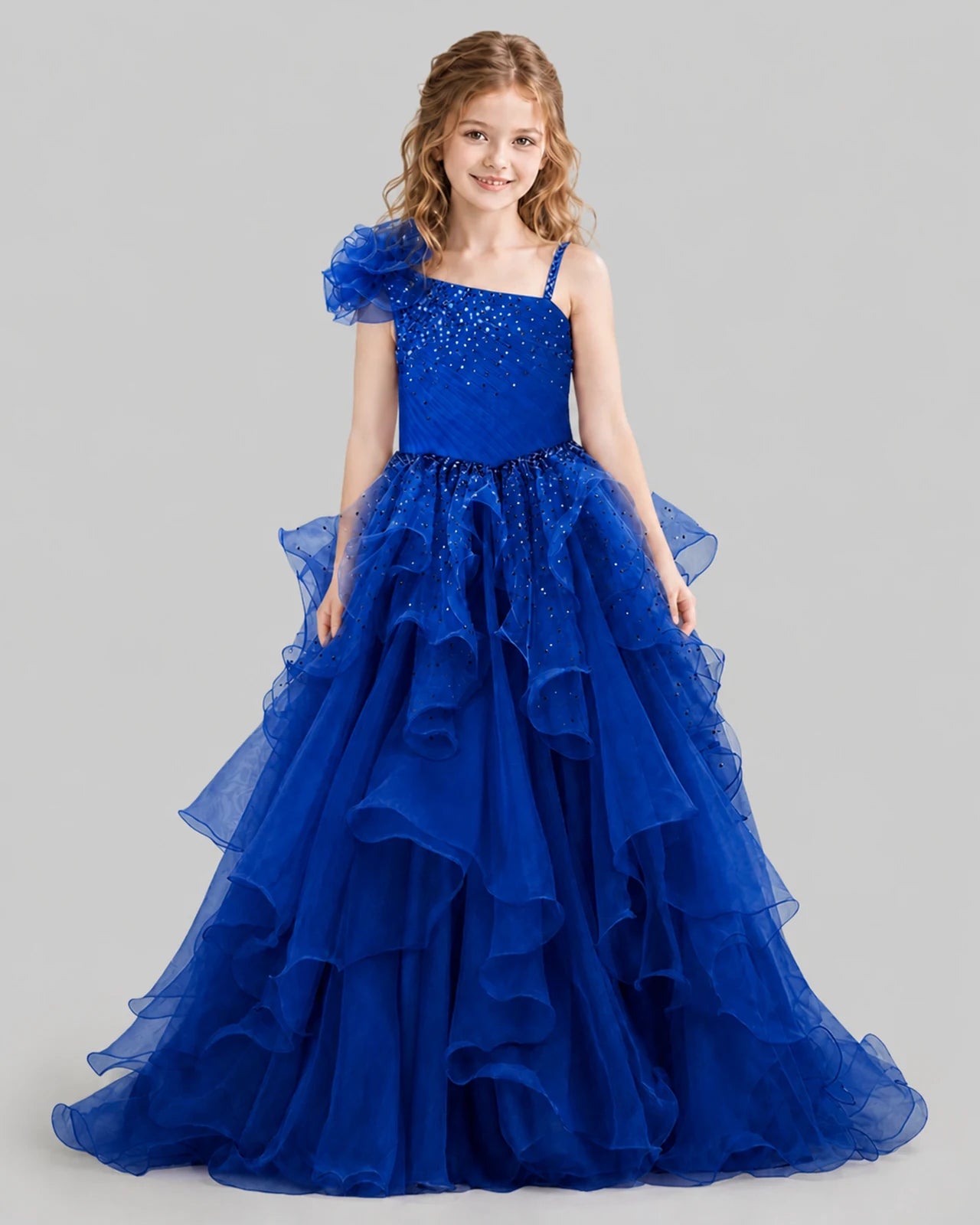 Royal Blue Ball Gown Girls Pageant Dresses Front