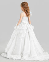 White Ball Gown Girls Pageant Dresses Back