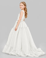 Ivory Ball Gown Girls Pageant Dresses Back