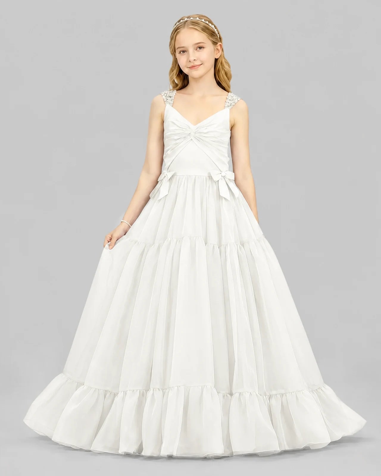 Ivory Ball Gown Girls Pageant Dresses Front