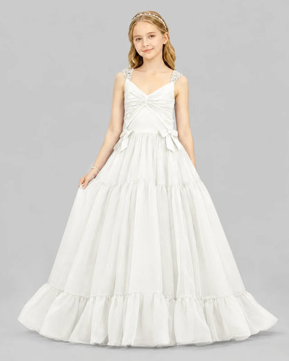 Ivory Ball Gown Girls Pageant Dresses Front