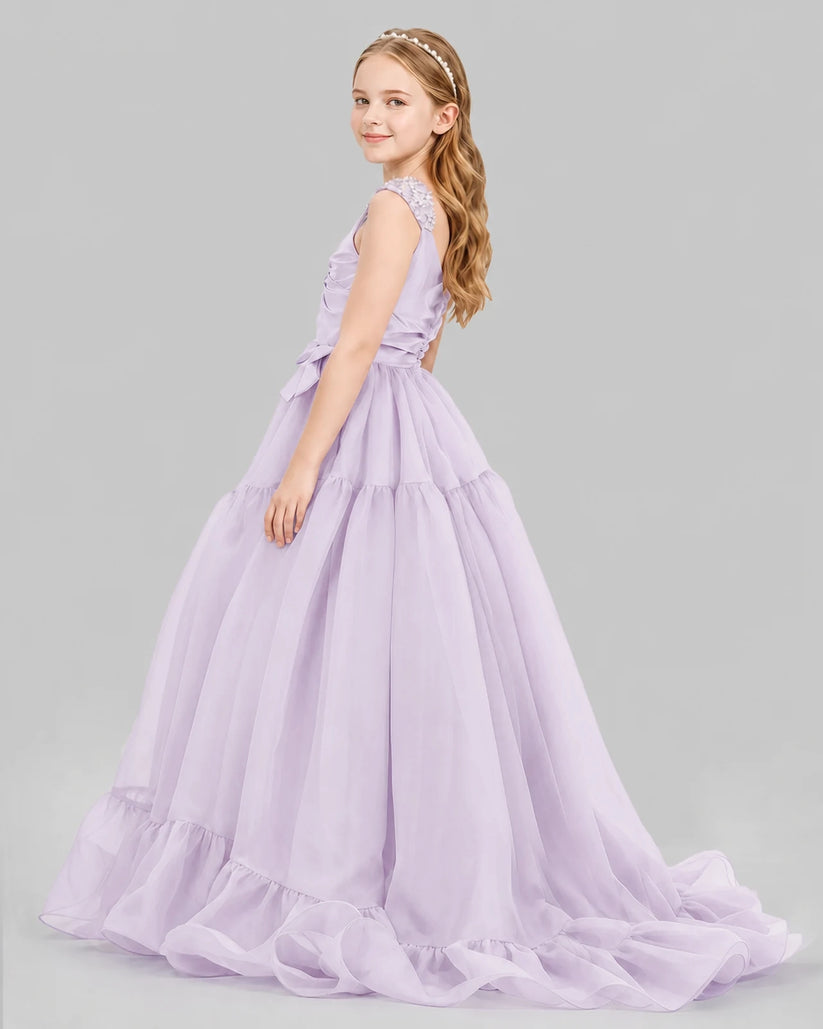 Lilac Ball Gown Girls Pageant Dresses Back