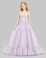 Lilac Ball Gown Girls Pageant Dresses Front
