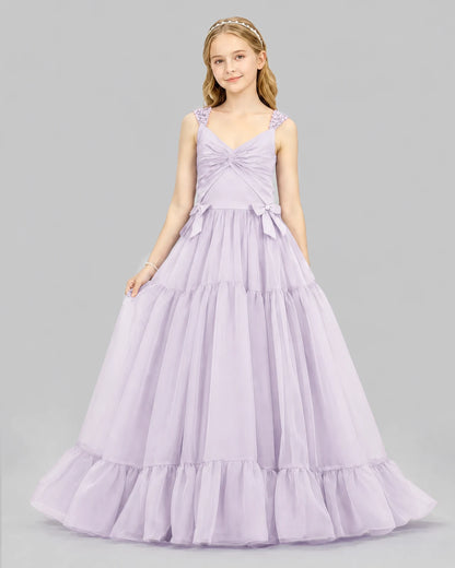 Lilac Ball Gown Girls Pageant Dresses Front