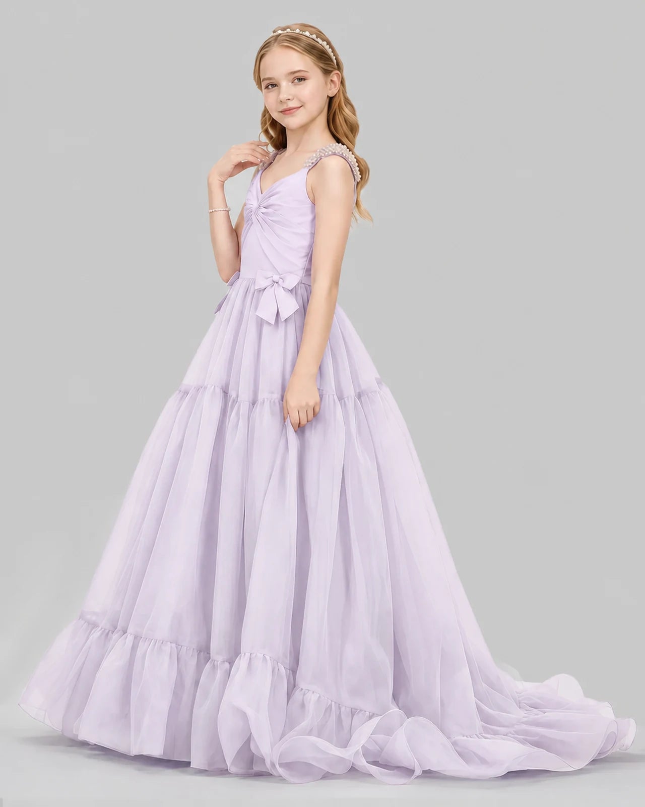 Lilac Ball Gown Girls Pageant Dresses Side