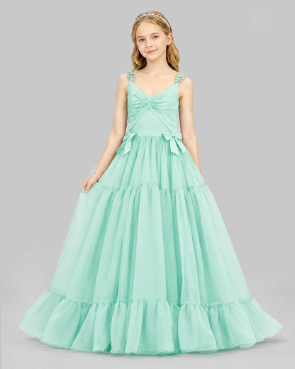 Mint Green Ball Gown Girls Pageant Dresses Front