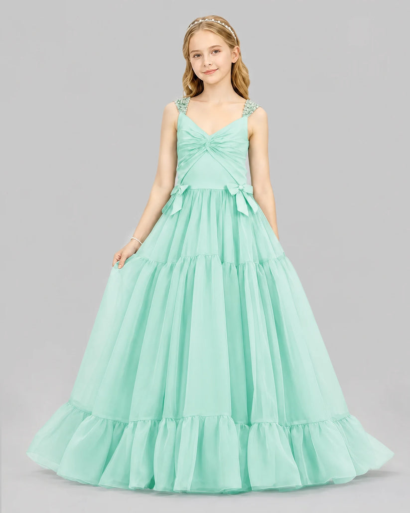 Mint Green Ball Gown Girls Pageant Dresses Front