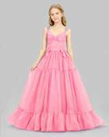 Pink Ball Gown Girls Pageant Dresses Front