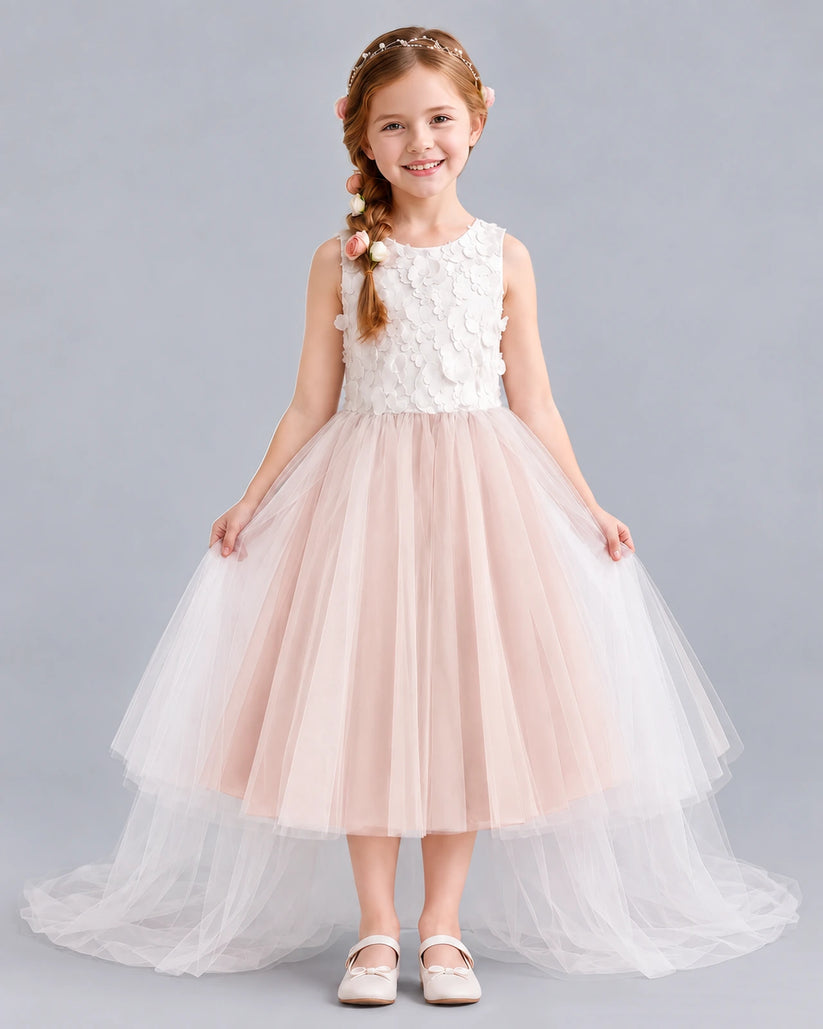 Blush Pink Ball Gown Flower Girl Dresses Front