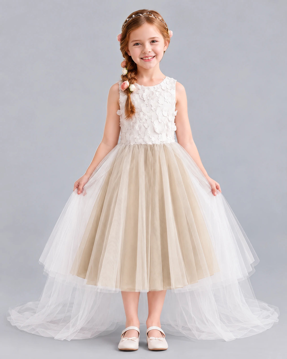 Champagne Ball Gown Flower Girl Dresses Front