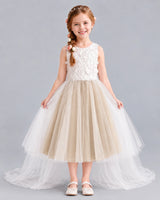 Champagne Ball Gown Flower Girl Dresses Front