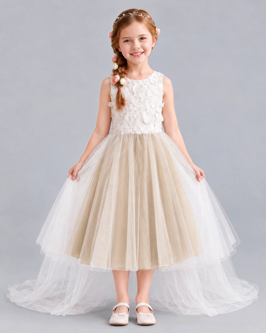 Champagne Ball Gown Flower Girl Dresses Front