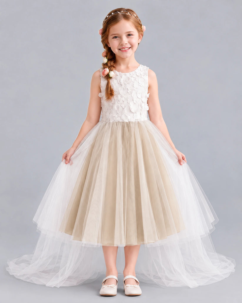 Champagne Ball Gown Flower Girl Dresses Front