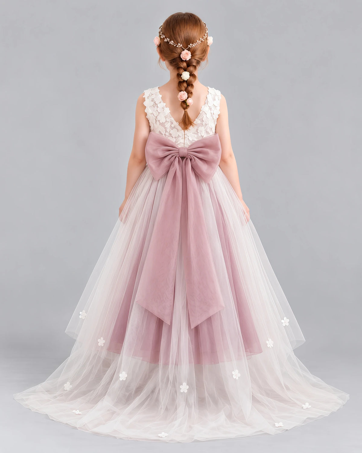 Dusty Rose Ball Gown Flower Girl Dresses Back [Shared]