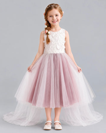 Dideyttawl Sleeveless Lace Flower Girl Dress Wedding