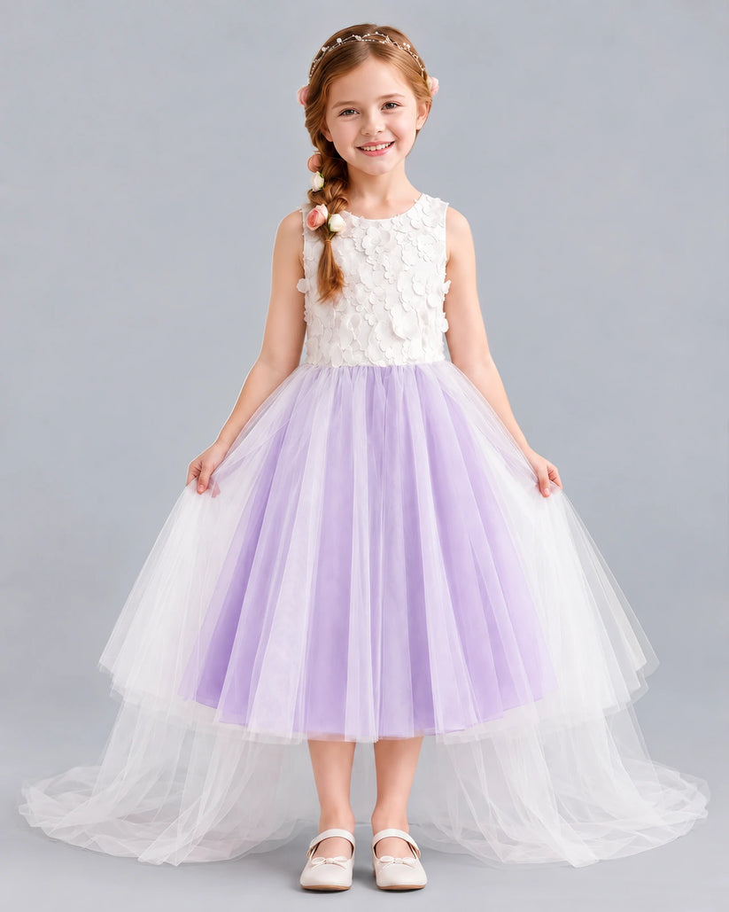 Lilac Ball Gown Flower Girl Dresses Front