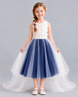 Navy Blue Ball Gown Flower Girl Dresses Front