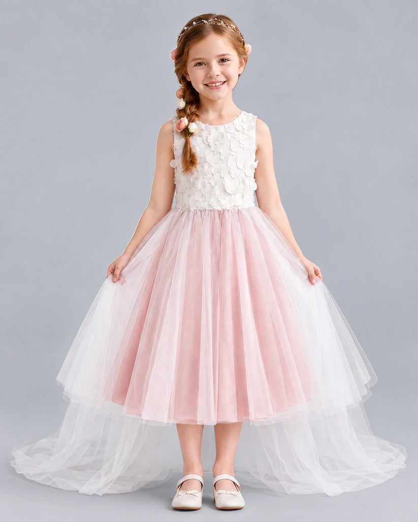 Pink Ball Gown Flower Girl Dresses Front