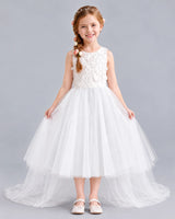 White Ball Gown Flower Girl Dresses Front