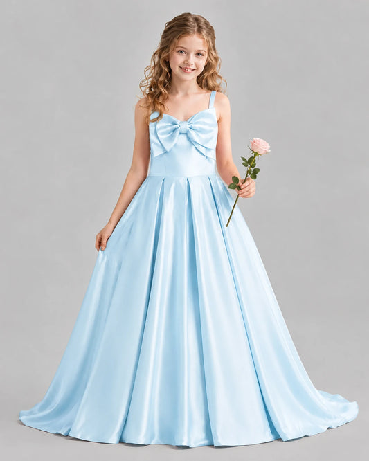 Baby Blue Ball Gown Girls Pageant Dresses Front