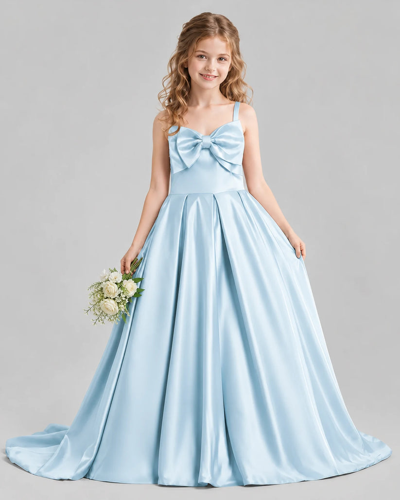 Baby Blue Ball Gown Girls Pageant Dresses Pose