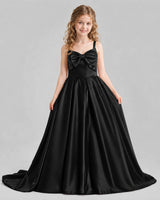 Black Ball Gown Girls Pageant Dresses Pose