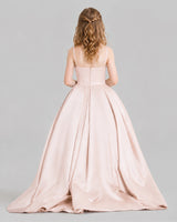 Blush Pink Ball Gown Girls Pageant Dresses Back