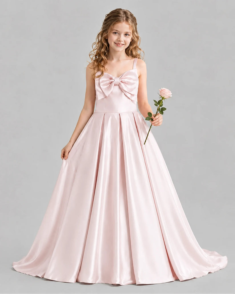Blush Pink Ball Gown Girls Pageant Dresses Front