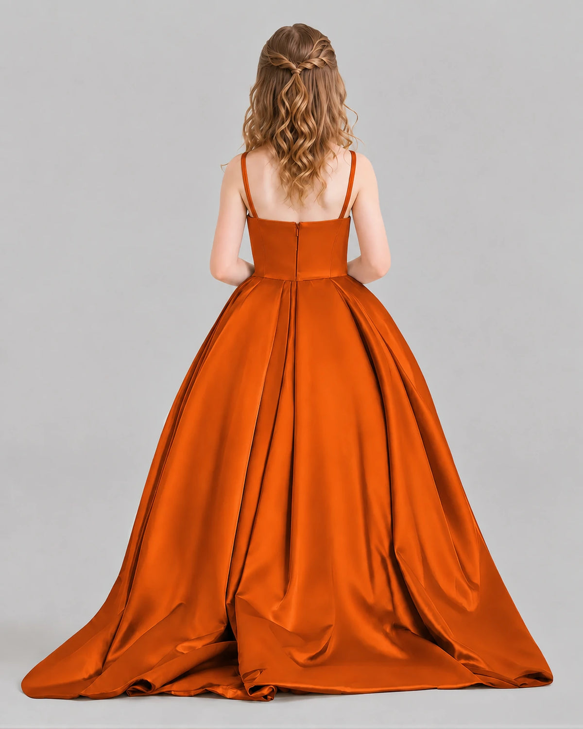 BurntOrange Ball Gown Girls Pageant Dresses Pose