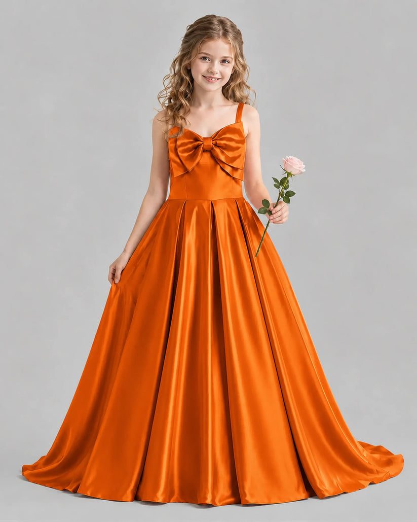 Burnt Orange Ball Gown Girls Pageant Dresses Front