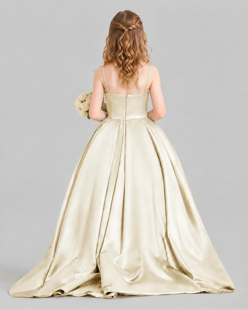 Champagne Ball Gown Girls Pageant Dresses Back