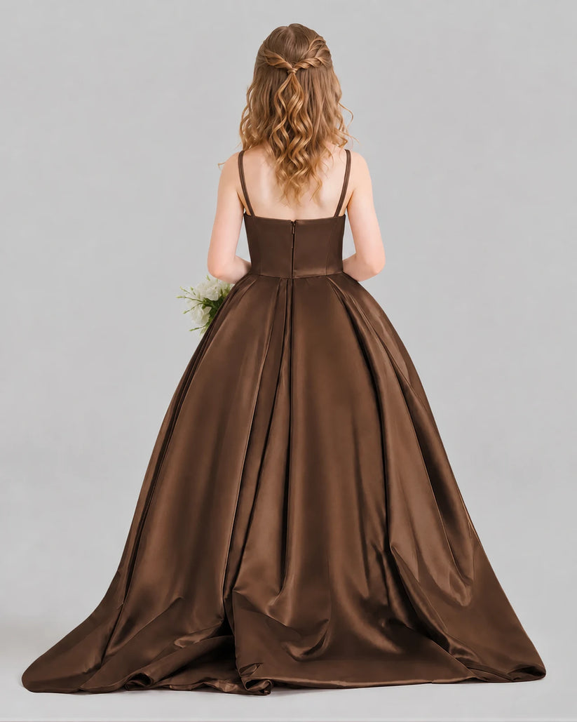 Chocolate Ball Gown Girls Pageant Dresses Back