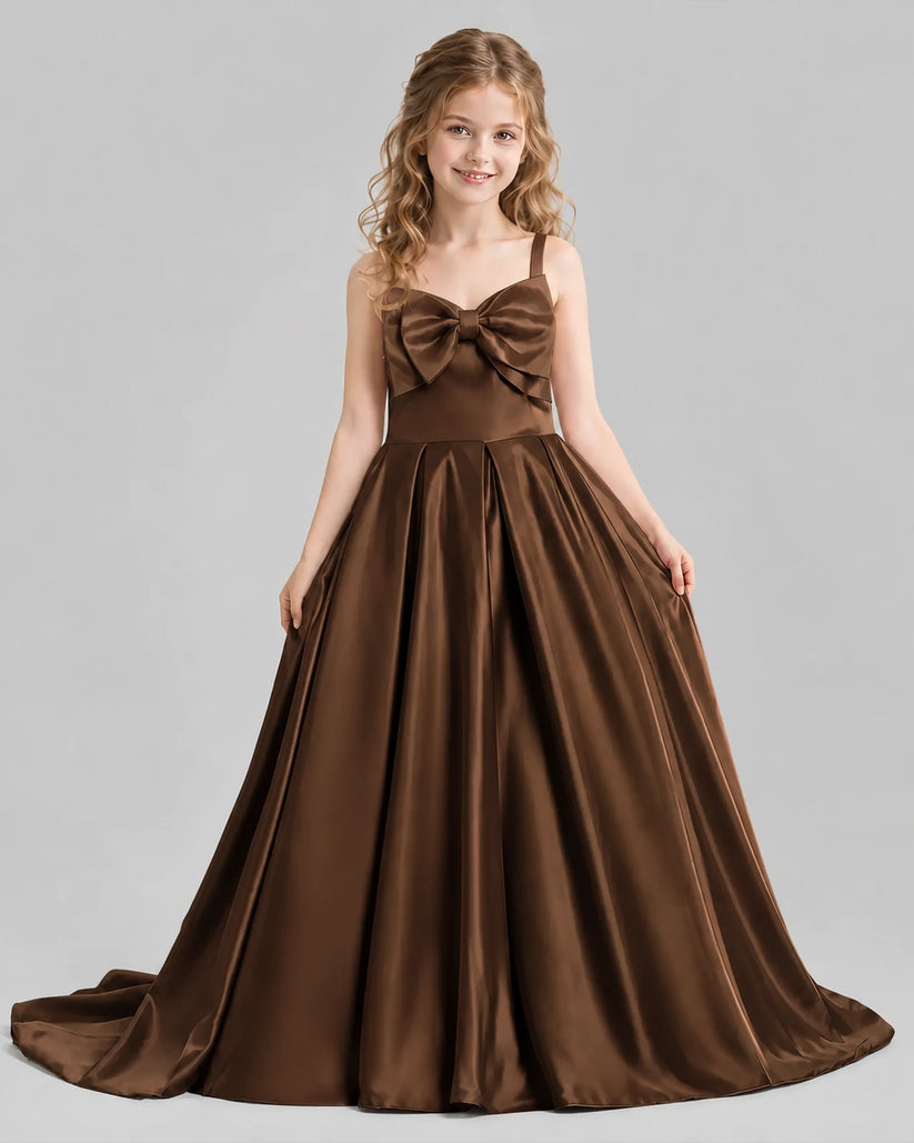 Chocolate Ball Gown Girls Pageant Dresses Pose