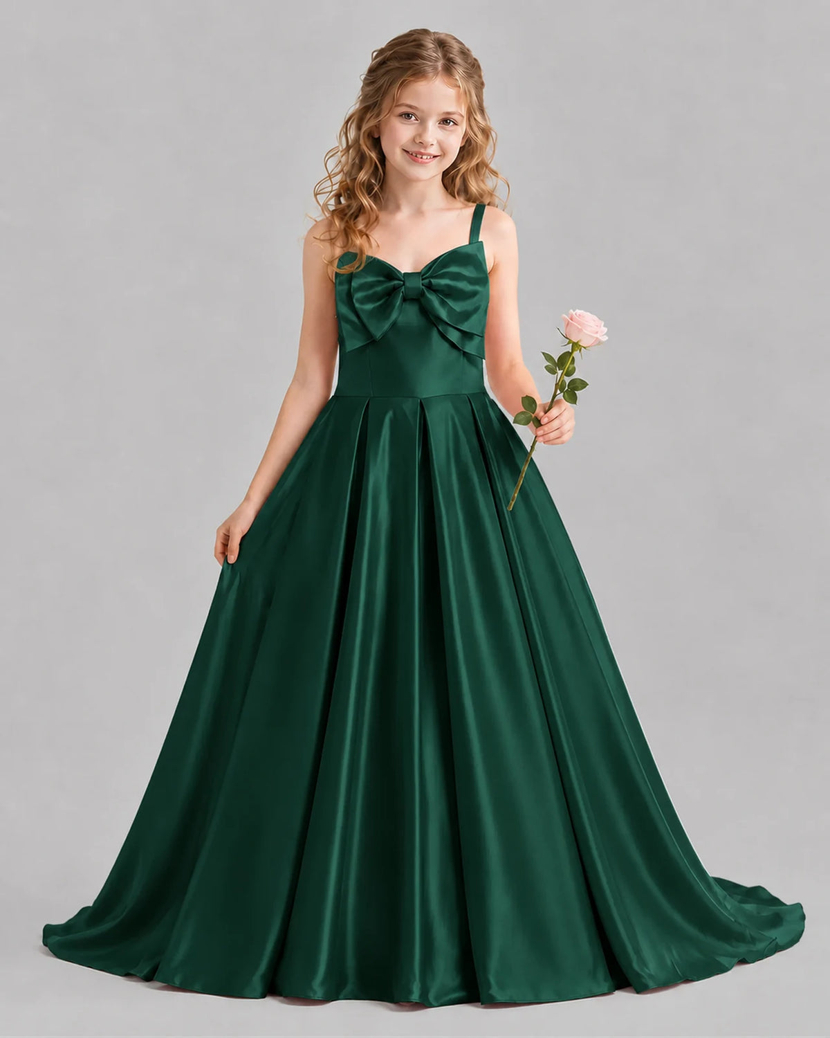Dark Green Ball Gown Girls Pageant Dresses Front