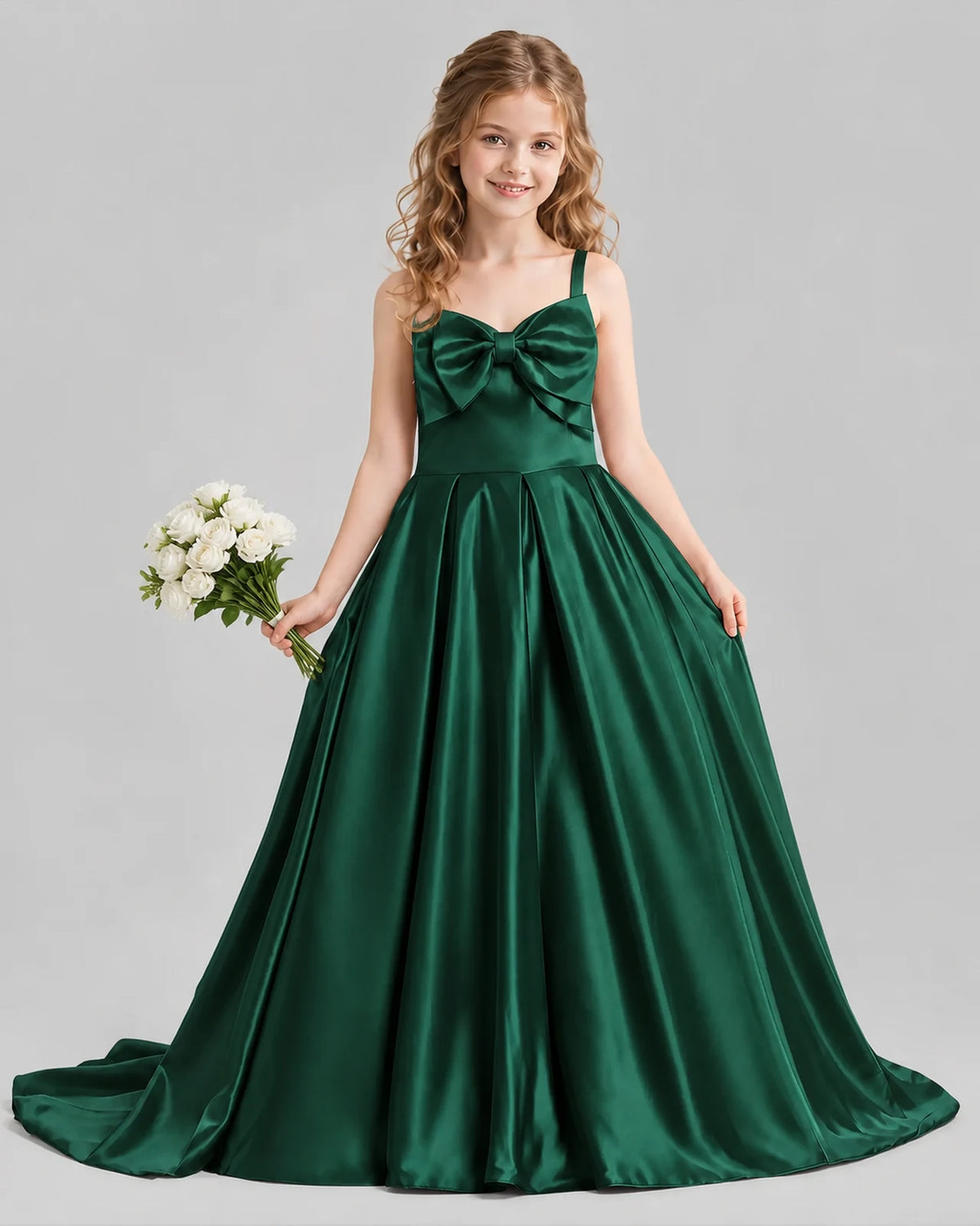 Dark Green Ball Gown Girls Pageant Dresses Pose