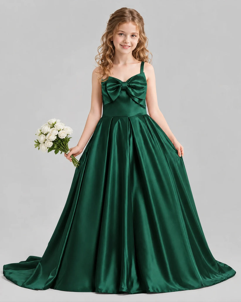 Dark Green Ball Gown Girls Pageant Dresses Pose