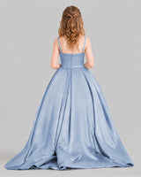 DustyBlue Ball Gown Girls Pageant Dresses Pose