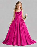 Hot Pink Ball Gown Girls Pageant Dresses Front