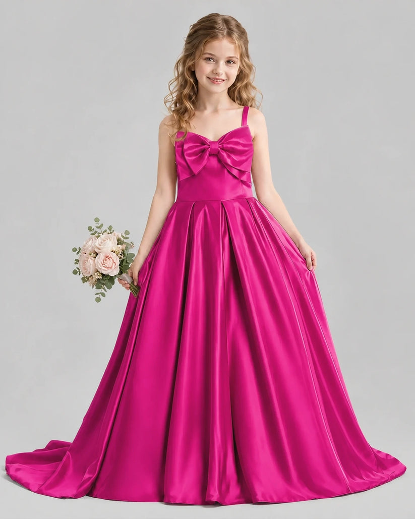 Hot Pink Ball Gown Girls Pageant Dresses Pose