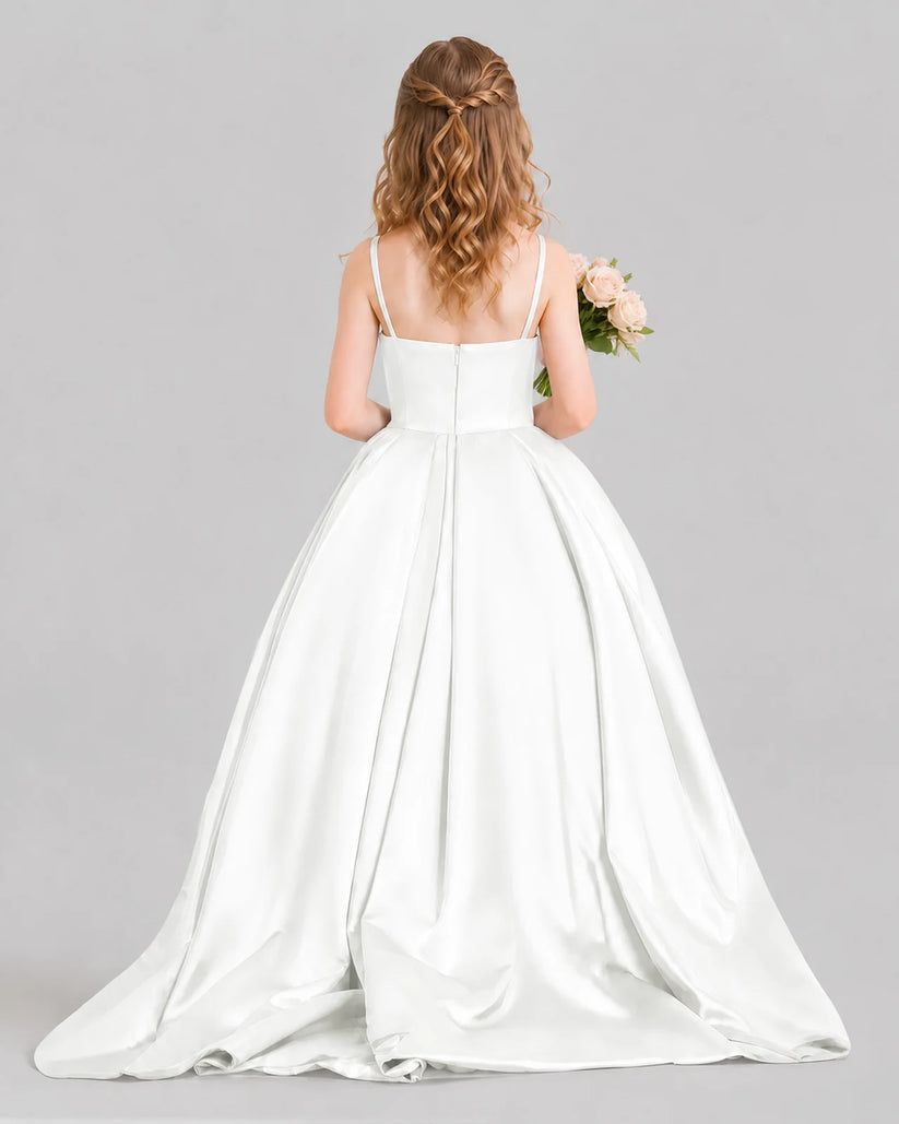 Ivory Ball Gown Girls Pageant Dresses Back