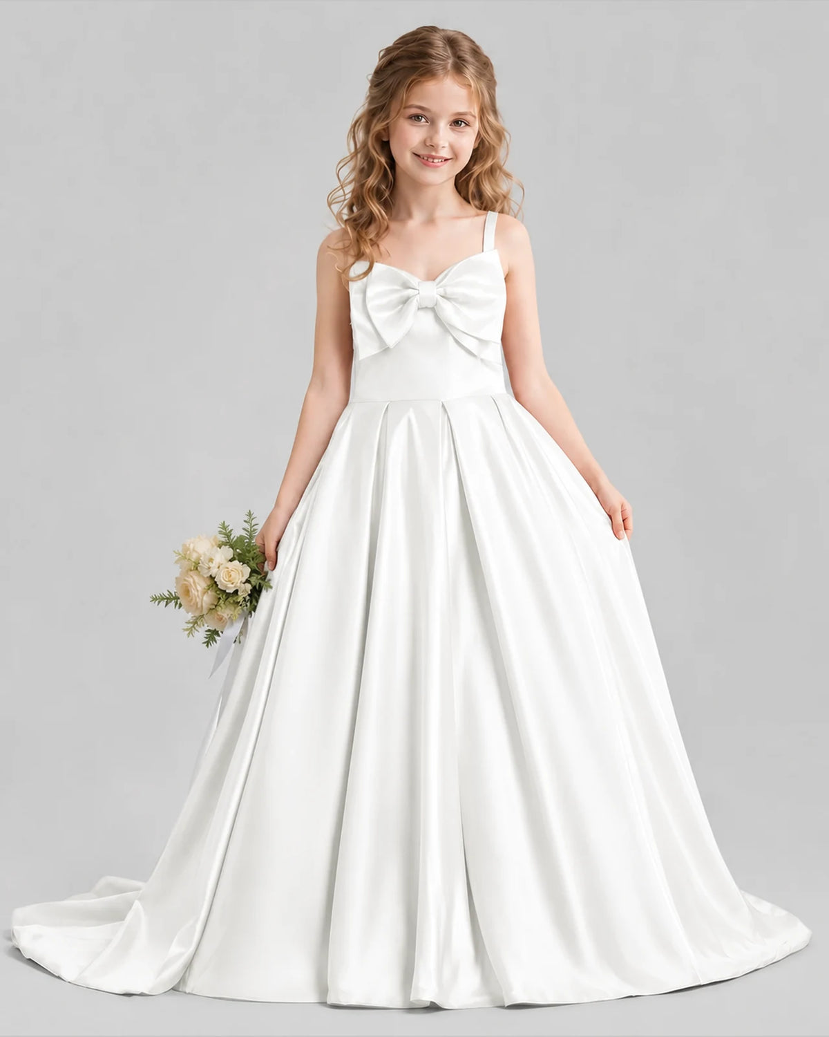 Ivory Ball Gown Girls Pageant Dresses Pose
