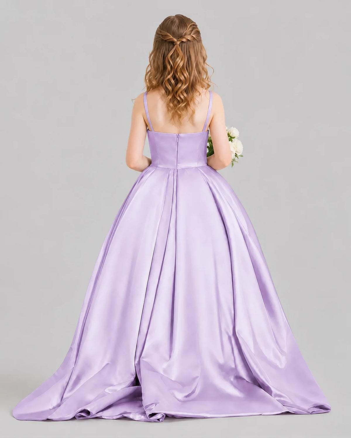 Lilac Ball Gown Girls Pageant Dresses Back