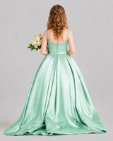 Mint Green Ball Gown Girls Pageant Dresses Back