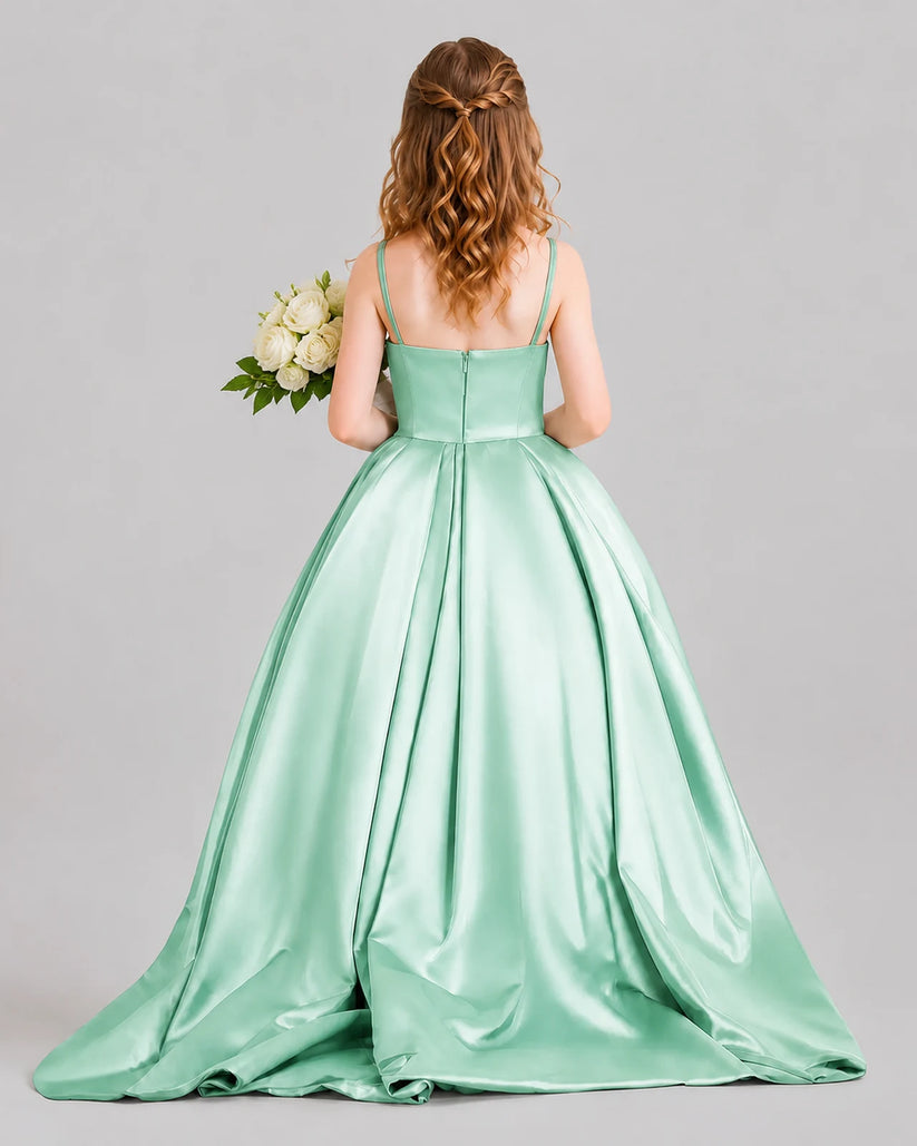 Mint Green Ball Gown Girls Pageant Dresses Back