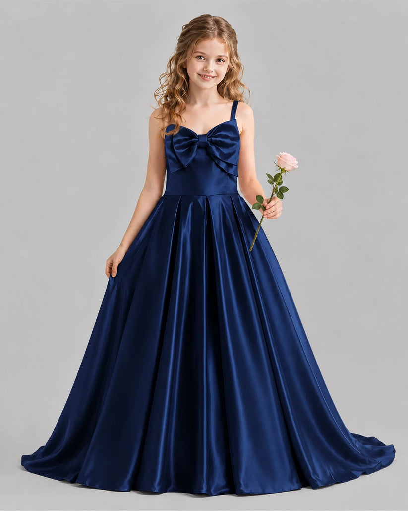 Navy Blue Ball Gown Girls Pageant Dresses Front