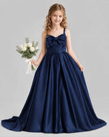 Navy Blue Ball Gown Girls Pageant Dresses Pose